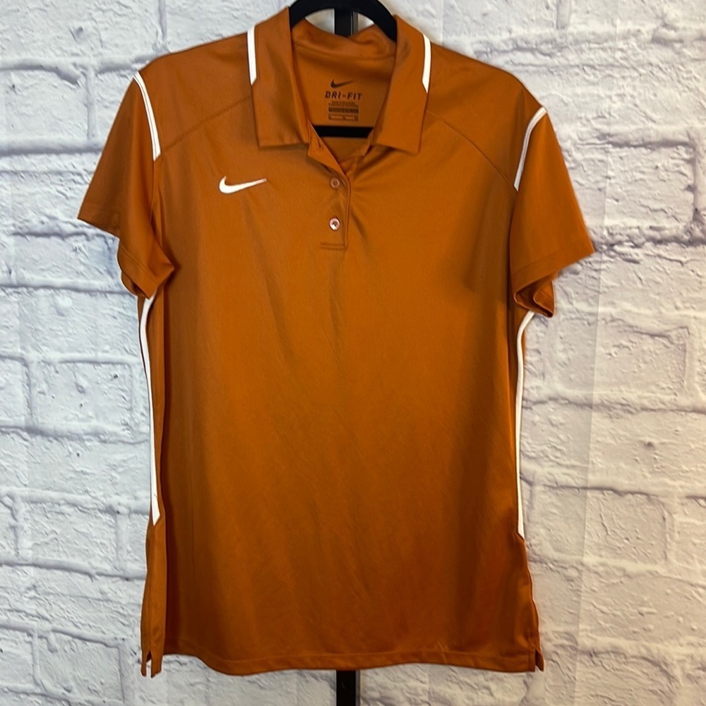 NIke Dri Fit Top Size XL Polo Shirt Orange & White Short Sleeve Pullover
